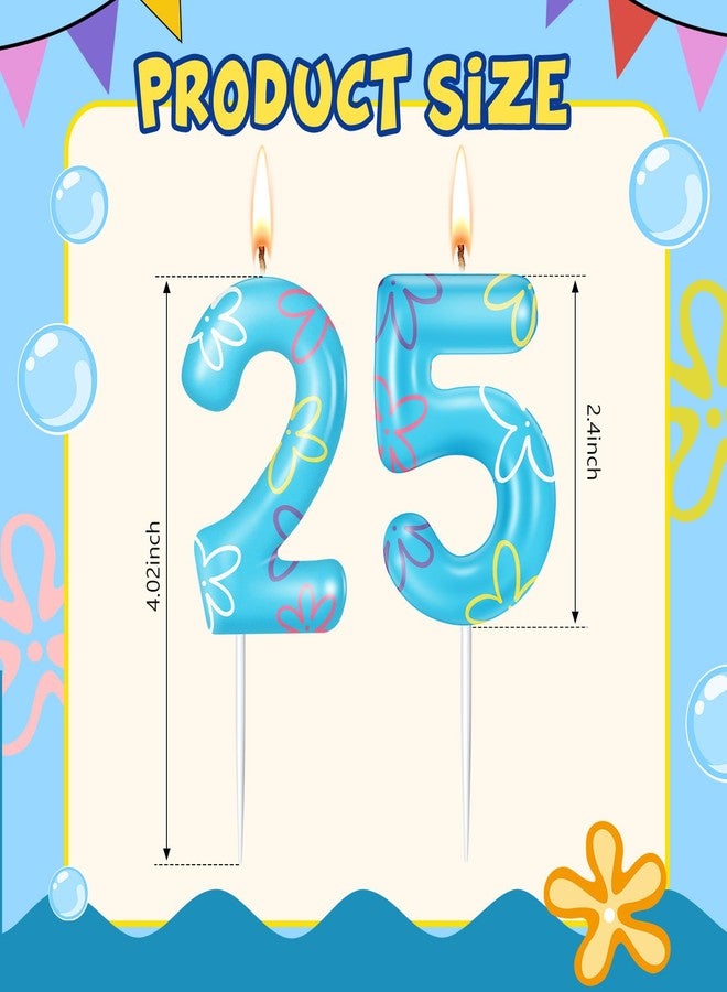 Conelist Sponge Birthday Number Candle for Cake Cute Flower Cloud Decorations Cupcake Toppers Cartoon Numeral Birthday Cake Topper for Sponge Fans Party Decoration Supplies(Number 25) - Image 2